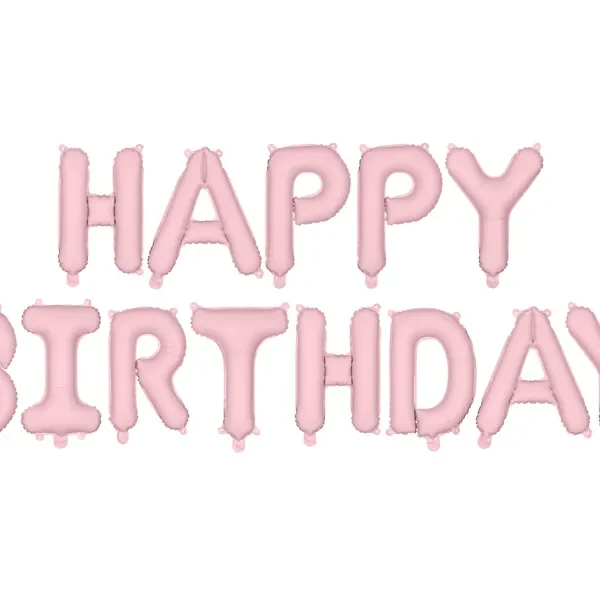Фолиев балон надпис "Happy Birthday" в розово