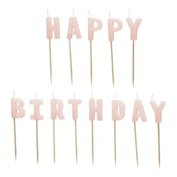 Свещи за торта „Happy Birthday“ розови