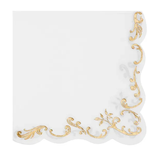Салфетки бели къдрави със златни орнаменти