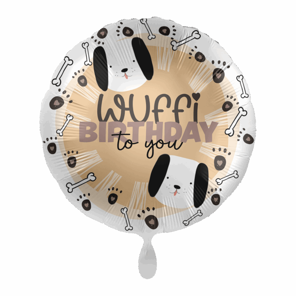 Фолиев балон кръг с надпис „Wuffi birthday to you“