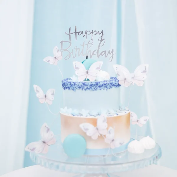 Сребърен топер за торта "Happy Birthday"