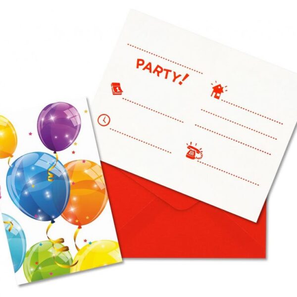 Детска покана с балони 6 бр