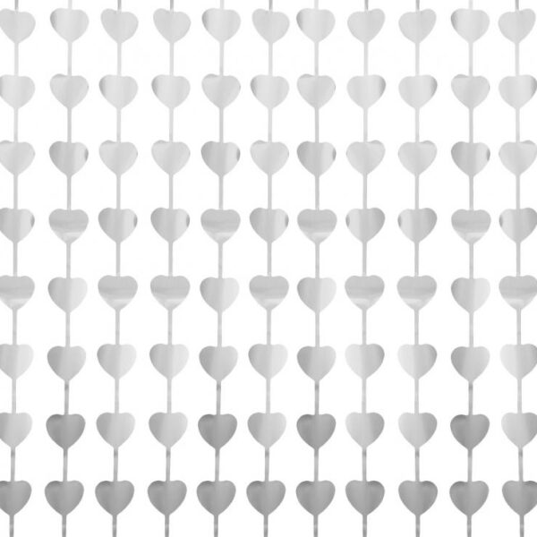 Парти завеса сребърни матови сърца