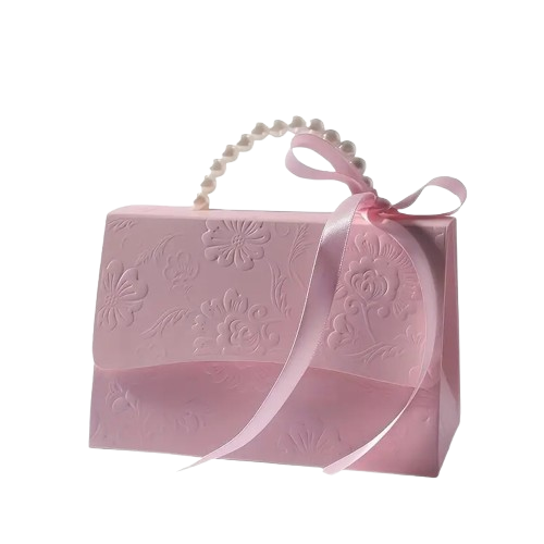 Кутия розова чантичка с перли