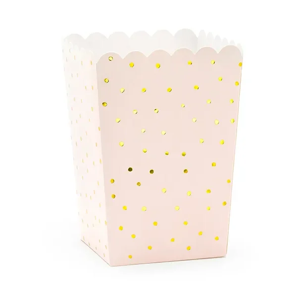 Кутии за лакомства розови на златни точки 6 бр