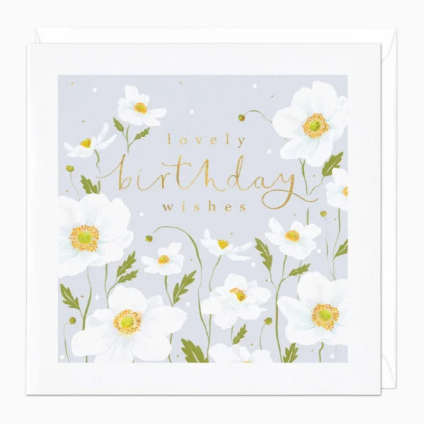 Поздравителна картичка с цветя „Lovely birthday wishes“