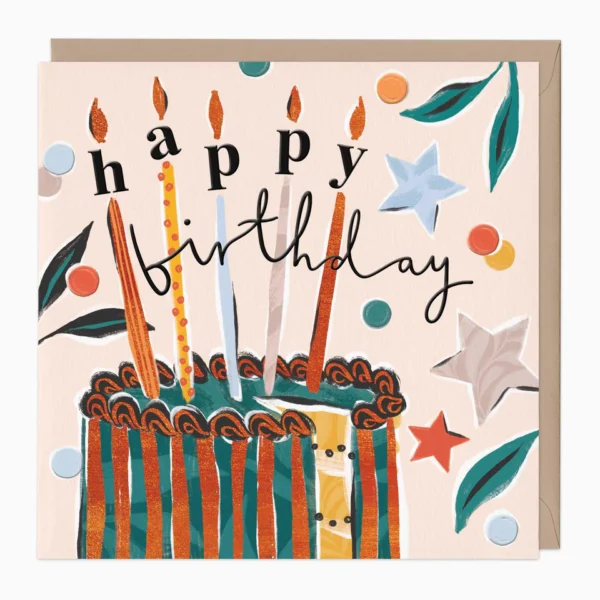 Поздравителна картичка с торта "Happy Birthday"