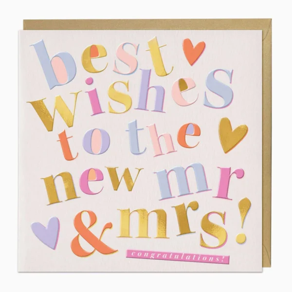 Сватбена поздравителна картичка "Best wishes to the new mr & mrs!"