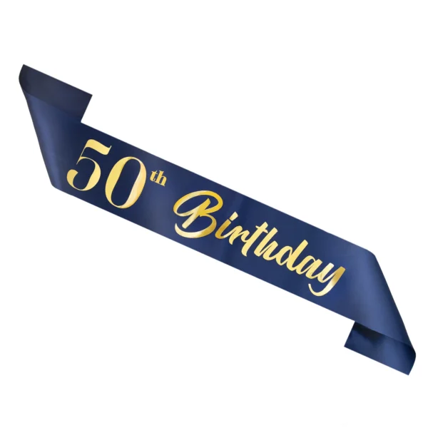 Лента за тяло тъмно синя „50th Birthday“