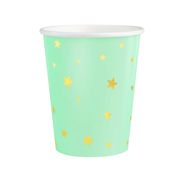 Чаши мента със златни звезди 6 бр