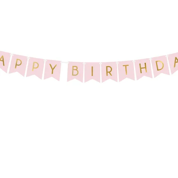 Банер "HAPPY BIRTHDAY" розов