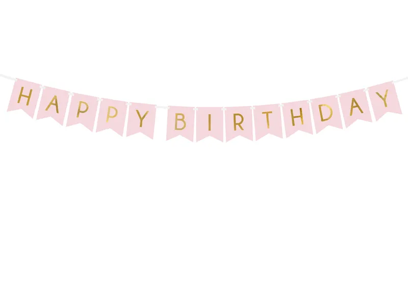 Банер "HAPPY BIRTHDAY" розов