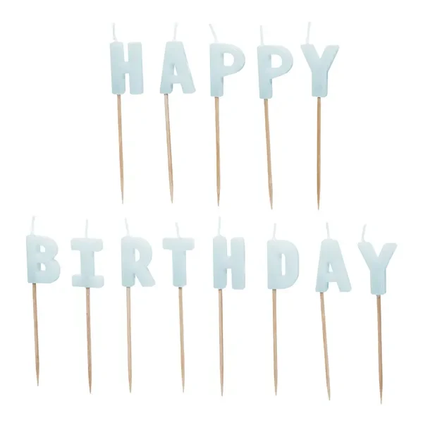Свещи за торта сини „Happy Birthday“